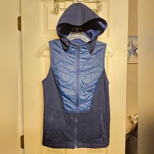 The north face blue hooded Vest womens size small